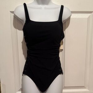 NWT Profile By Gottex Elegant Black One-Piece Swimsuit